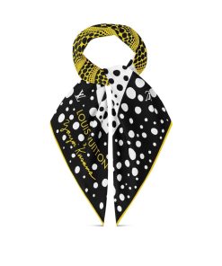 Donna Louis Vuitton Foulard In Seta E Bandeaux | Lv X Yk Foulard Infinity Dots 90 Nero/Giallo