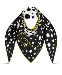 Donna Louis Vuitton Foulard In Seta E Bandeaux | Lv X Yk Foulard Infinity Dots 90 Nero/Giallo