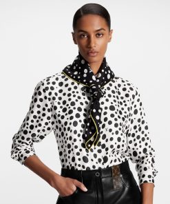 Donna Louis Vuitton Foulard In Seta E Bandeaux | Lv X Yk Foulard Infinity Dots 90 Nero/Giallo