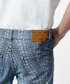 Uomo Louis Vuitton Pantaloni | Lv X Yk Pantaloni In Denim Con Motivo Pumpkin All-Over