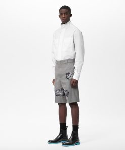 Uomo Louis Vuitton Pantaloni | Shorts Con Taglio Sartoriale E Firme Louis Vuitton Effetto Graffiti