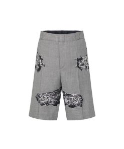 Uomo Louis Vuitton Pantaloni | Shorts Con Taglio Sartoriale E Firme Louis Vuitton Effetto Graffiti