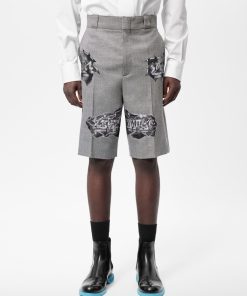 Uomo Louis Vuitton Pantaloni | Shorts Con Taglio Sartoriale E Firme Louis Vuitton Effetto Graffiti