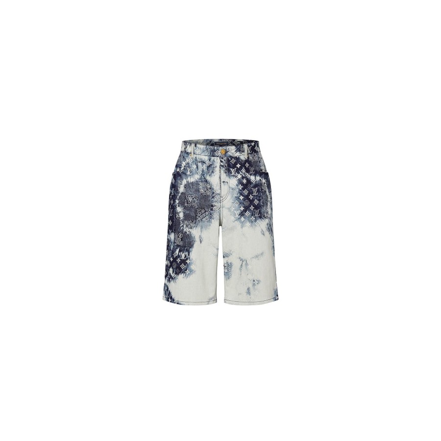 Uomo Louis Vuitton Pantaloni | Shorts In Jeans Con Motivo Monogram Bandana