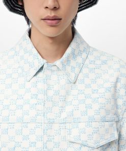 Uomo Louis Vuitton Camicie | Camicia In Denim A Maniche Corte Con Motivo Damier Spread Landscape