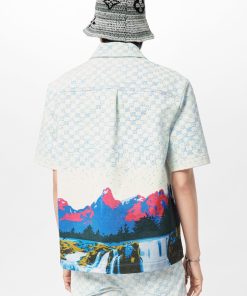 Uomo Louis Vuitton Camicie | Camicia In Denim A Maniche Corte Con Motivo Damier Spread Landscape