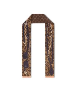 Donna Louis Vuitton Foulard In Seta E Bandeaux | Bandeau Tigergram Marrone