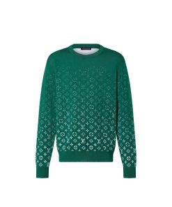 Uomo Louis Vuitton Maglieria E Felpe | Girocollo In Cotone Con Motivo Monogram Gradient Verde