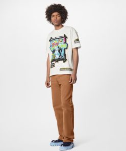 Uomo Louis Vuitton T-Shirt E Polo | T-Shirt Con Motivo Lv Jazz Flyers