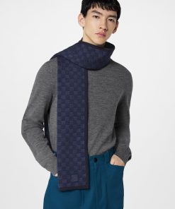 Uomo Louis Vuitton Sciarpe | Sciarpa Neo Petit Damier Blu Marine