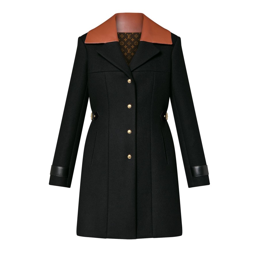 Donna Louis Vuitton Cappotti E Giacche | Cappotto A Trapezio Con Inserto In Pelle