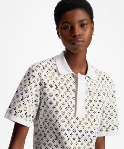 Donna Louis Vuitton Abiti | Abito Polo In Jacquard Con Motivo Monogram Effetto Pitonato