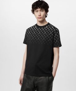 Uomo Louis Vuitton T-Shirt E Polo | T-Shirt In Cotone Con Motivo Monogram Gradient Bianco/Nero