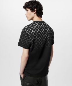 Uomo Louis Vuitton T-Shirt E Polo | T-Shirt In Cotone Con Motivo Monogram Gradient Bianco/Nero