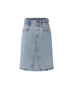 Donna Louis Vuitton Denim | Gonna Midi In Denim Sbiancato