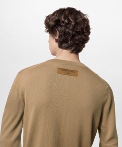 Uomo Louis Vuitton Maglieria E Felpe | Girocollo In Cachemire Con Iniziali Lv In Rilievo Beige Gris