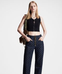 Donna Louis Vuitton Denim | Jeans Con Motivo Monogram Floccato