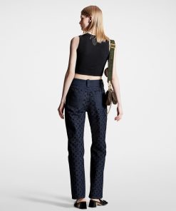 Donna Louis Vuitton Denim | Jeans Con Motivo Monogram Floccato