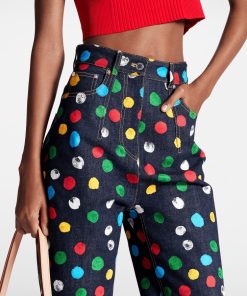 Donna Louis Vuitton Pantaloni | Lv X Yk Jeans Con Motivo Painted Dots