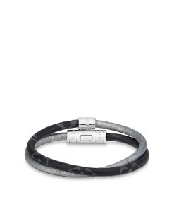 Uomo Louis Vuitton Bracciali | Bracciale In Pelle Keep It Double Argento