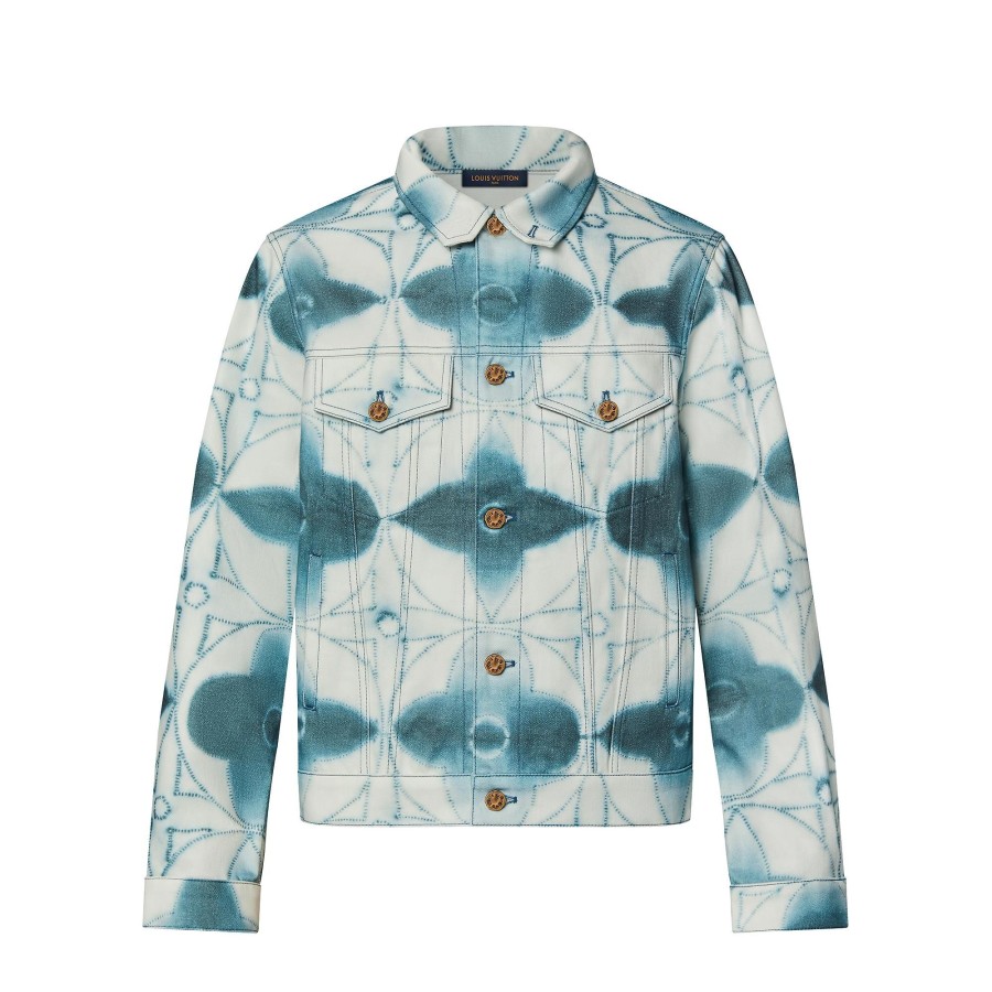 Uomo Louis Vuitton Capispalla E Cappotti | Giacca In Denim Con Motivo Monogram Shibori Stampato