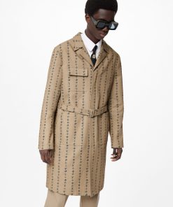 Uomo Louis Vuitton Capispalla E Cappotti | Cappotto A Righe Con Motivo Monogram E Cintura