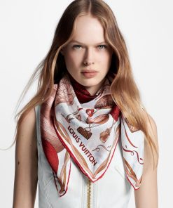 Donna Louis Vuitton Foulard In Seta E Bandeaux | Foulard Up And Away 90 Rouge