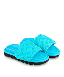 Donna Louis Vuitton Mule E Slider | Mule Bassa Pool Pillow Bleu Clair