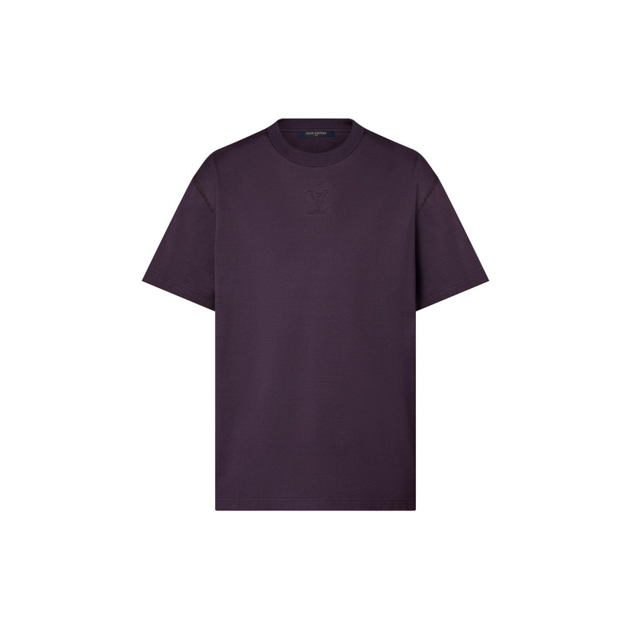 Uomo Louis Vuitton T-Shirt E Polo | T-Shirt In Cotone Con Iniziali Lv Impresse Viola