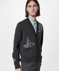 Uomo Louis Vuitton Maglieria E Felpe | Cardigan Con Motivo Lv Frequency