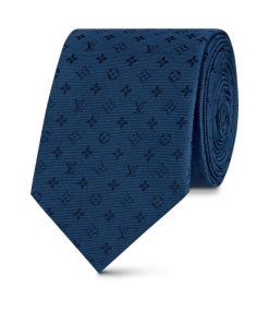 Uomo Louis Vuitton Cravatte E Fazzoletti Da Taschino | Cravatta Neo Monogramissime Blu Marine