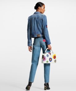 Donna Louis Vuitton Denim | Lv X Yk Giacca Aderente In Denim Con Applicazioni Faces