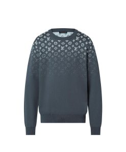 Uomo Louis Vuitton Maglieria E Felpe | Girocollo In Cotone Con Motivo Monogram Gradient Grigio