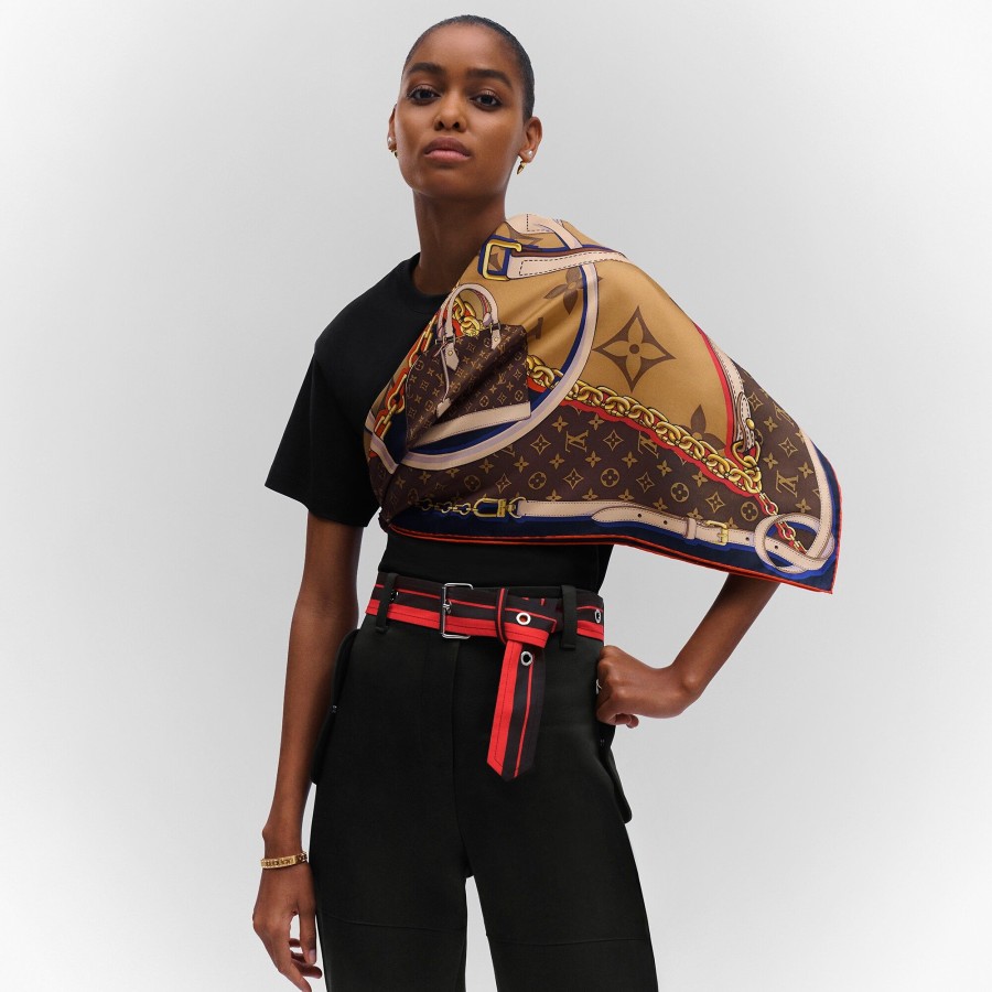 Donna Louis Vuitton Foulard In Seta E Bandeaux | Foulard Tribute To 90