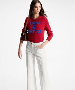 Donna Louis Vuitton Denim | Jeans Con Motivo Monogram In Jacquard