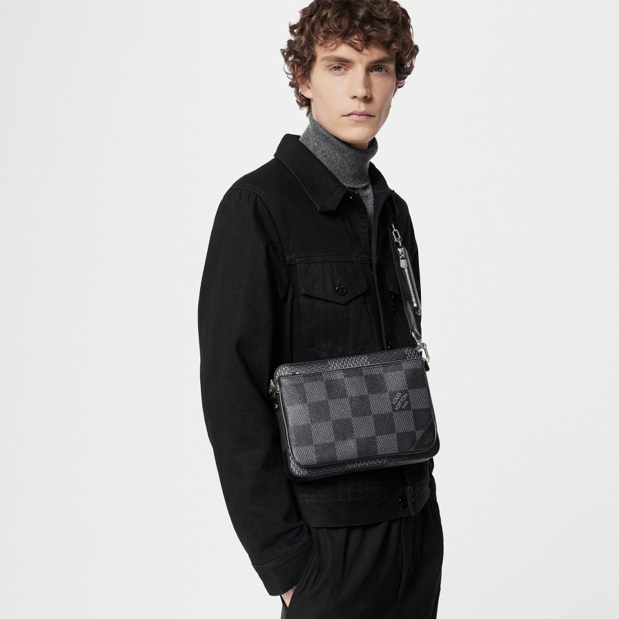 Uomo Louis Vuitton Collezione Damier | Borsa Messenger Trio