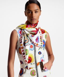 Donna Louis Vuitton Foulard In Seta E Bandeaux | Lv X Yk Foulard Faces 90