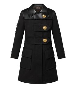 Donna Louis Vuitton Cappotti E Giacche | Cappotto Con Dettagli In Pelle E Bottoni A Pressione