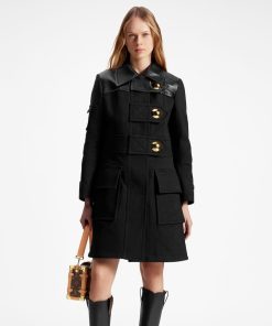 Donna Louis Vuitton Cappotti E Giacche | Cappotto Con Dettagli In Pelle E Bottoni A Pressione