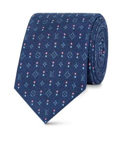 Uomo Louis Vuitton Cravatte E Fazzoletti Da Taschino | Cravatta Monogram Double Dots Blu Marine