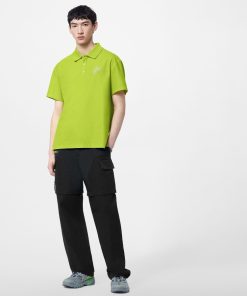 Uomo Louis Vuitton T-Shirt E Polo | Polo In Cotone Con Firma Ricamata Vert Anis