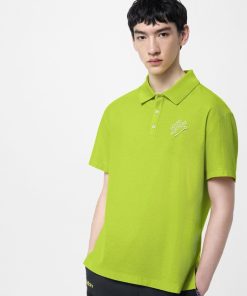 Uomo Louis Vuitton T-Shirt E Polo | Polo In Cotone Con Firma Ricamata Vert Anis