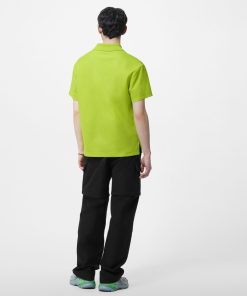 Uomo Louis Vuitton T-Shirt E Polo | Polo In Cotone Con Firma Ricamata Vert Anis