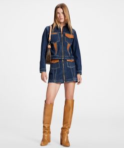 Donna Louis Vuitton Gonne E Shorts | Minigonna In Denim Con Dettagli In Pelle