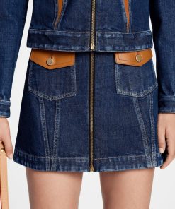 Donna Louis Vuitton Gonne E Shorts | Minigonna In Denim Con Dettagli In Pelle