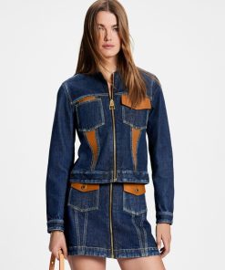 Donna Louis Vuitton Gonne E Shorts | Minigonna In Denim Con Dettagli In Pelle