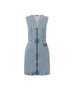 Donna Louis Vuitton Denim | Abito In Denim Sbiancato Con Zip