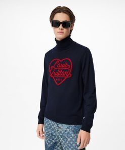 Uomo Louis Vuitton Maglieria E Felpe | Dolcevita Con Motivo Heart A Intarsio