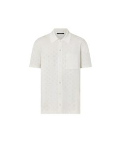 Uomo Louis Vuitton Camicie | Camicia In Cotone A Maniche Corte Con Motivo Monogram Pointelle