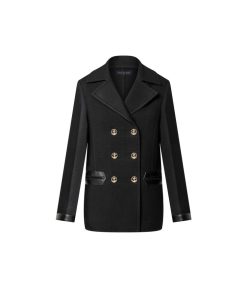 Donna Louis Vuitton Cappotti E Giacche | Cappotto Doppiopetto Con Dettagli In Pelle